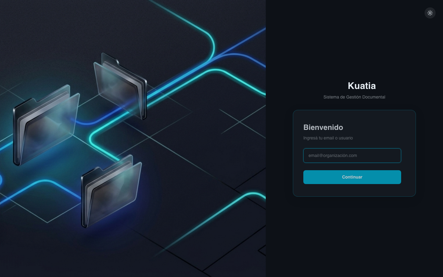 Pantalla de login — paso 1