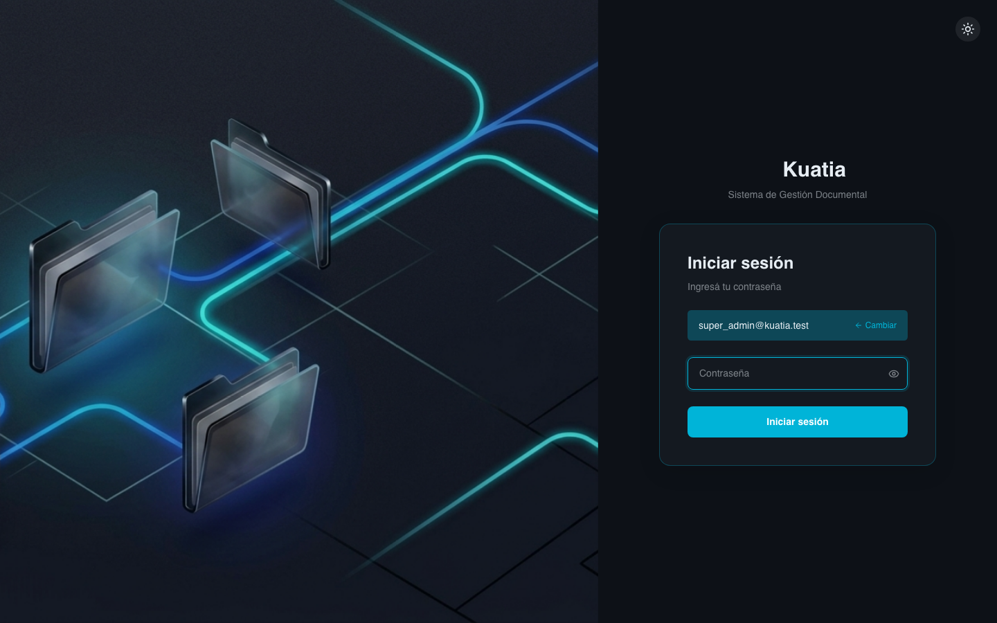 Pantalla de login — paso 2
